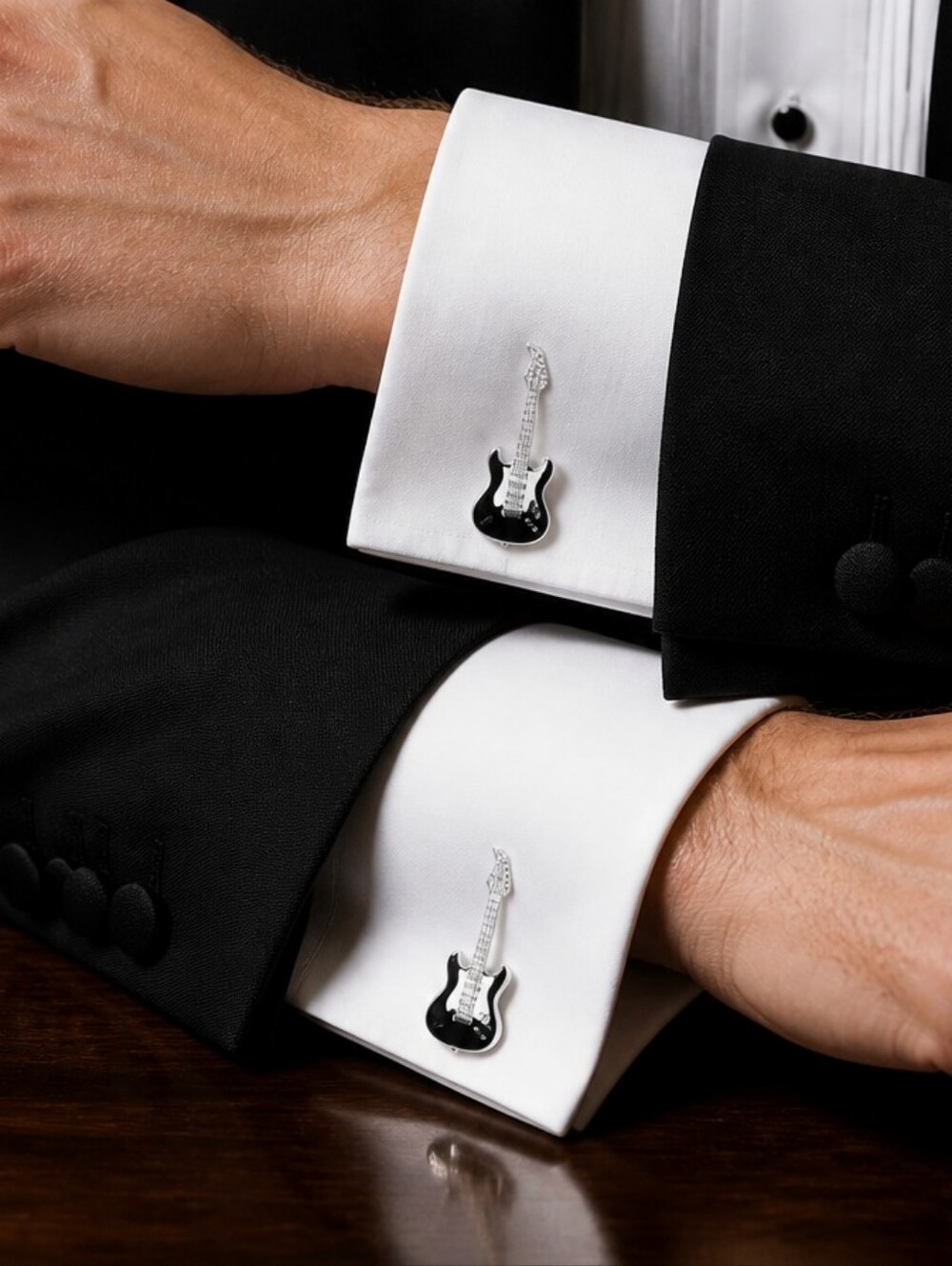 Guitar Cufflinks Silver Musician Tuxedo Prom Wedding Masculine Gift Professional